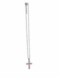 Pink Rhinestone Christian Cross Necklace