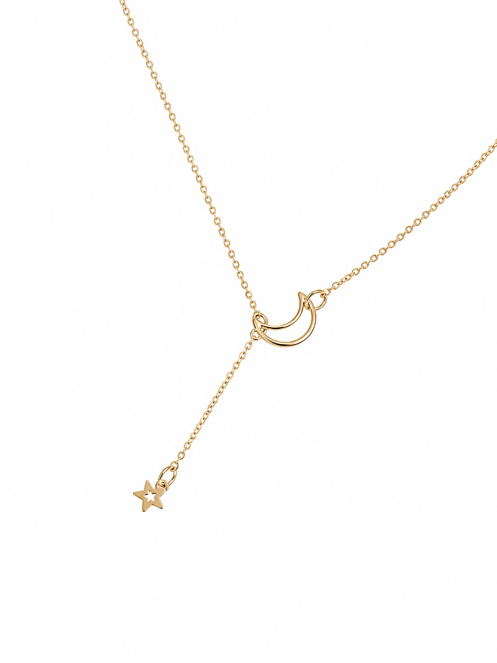 Faux Gold Moon and Star Dainty Necklace