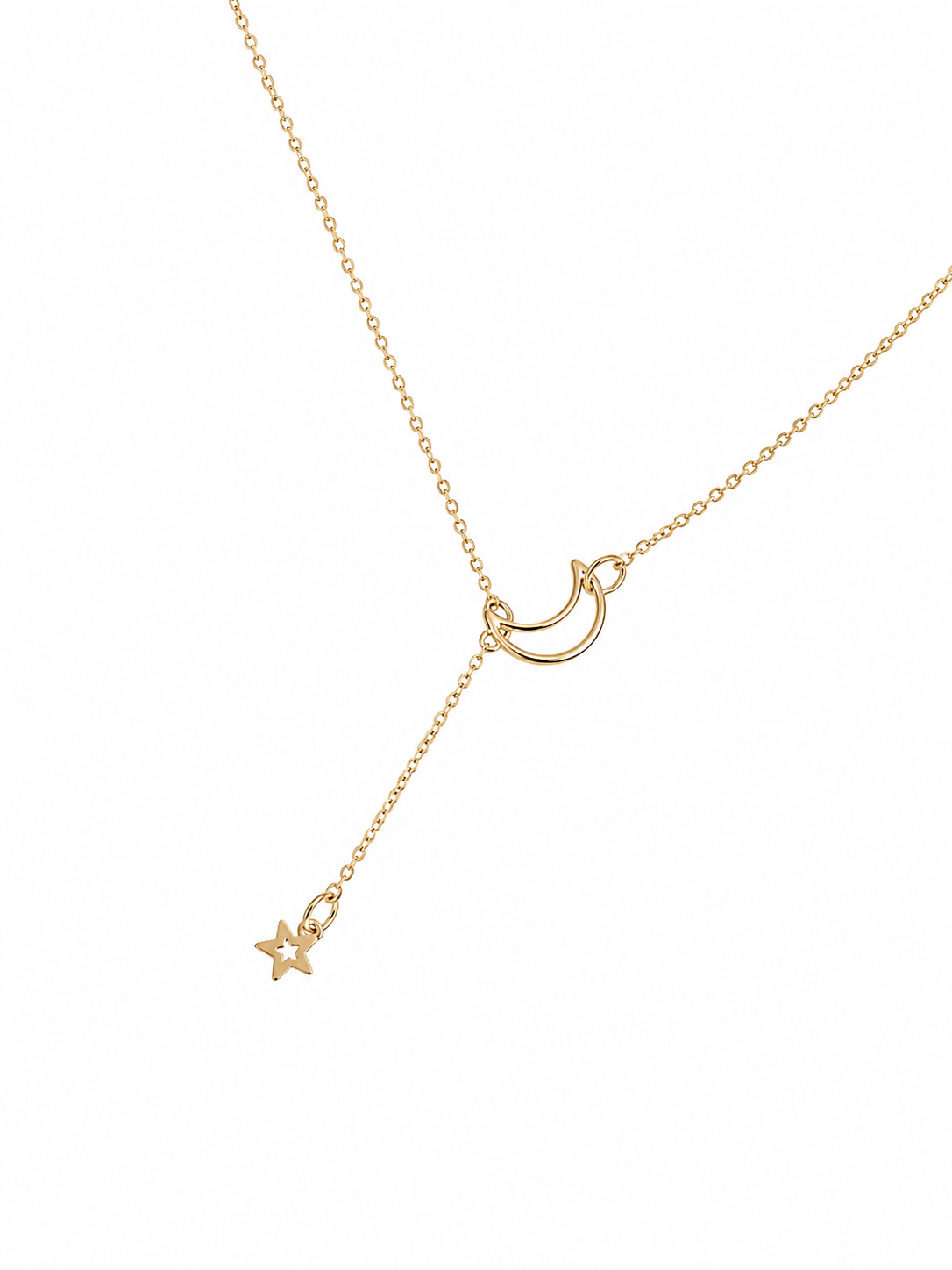 Faux Gold Moon and Star Dainty Necklace