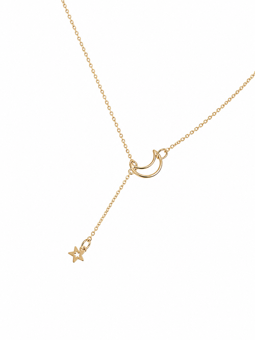 Faux Gold Moon and Star Dainty Necklace