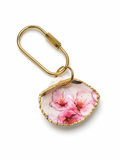 handcrafted kawaii Pink cherry blossom keychain with gold accents