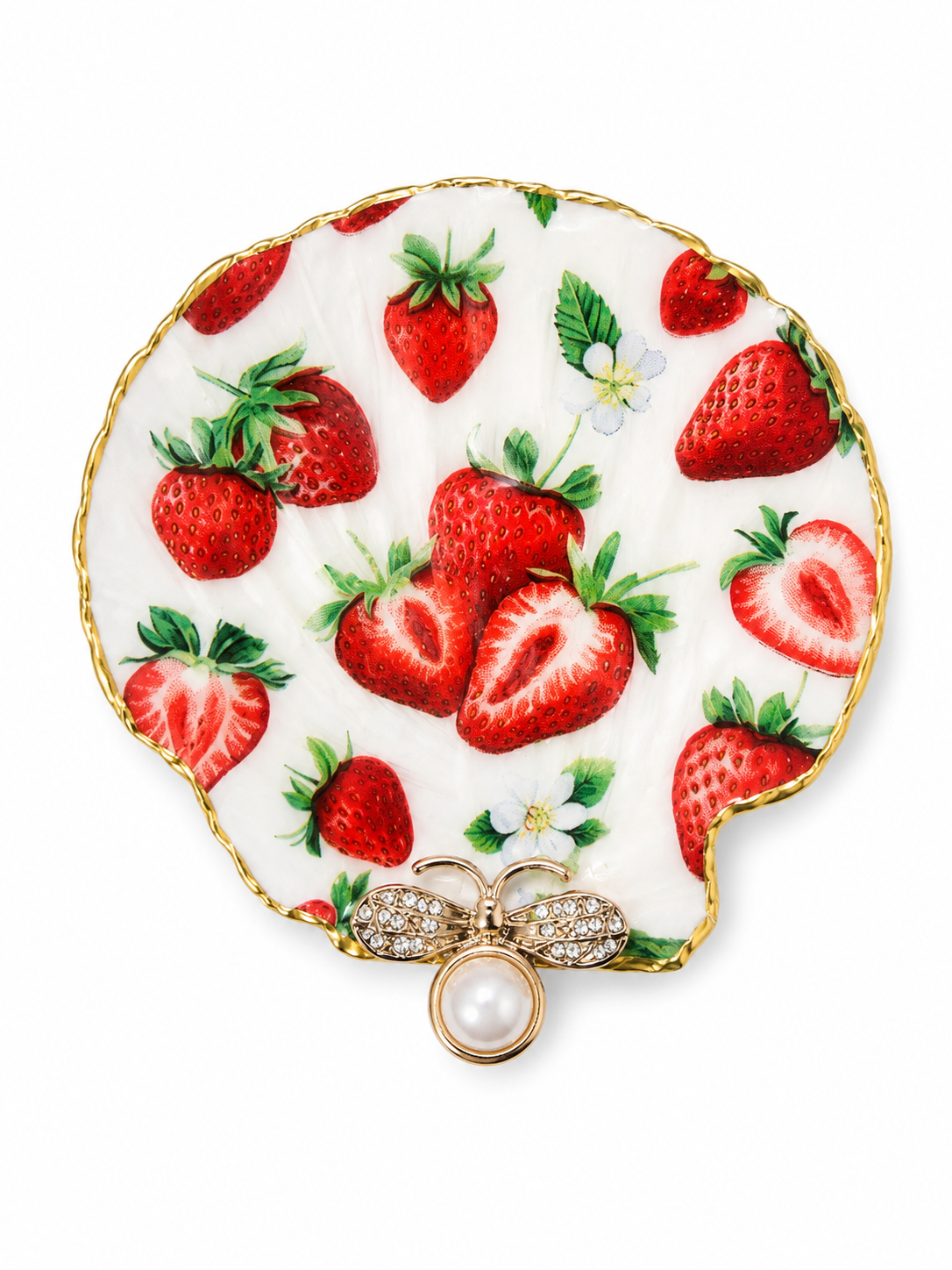 Handcrafted Scallop Beachy Cottage Core Strawberry Magnet