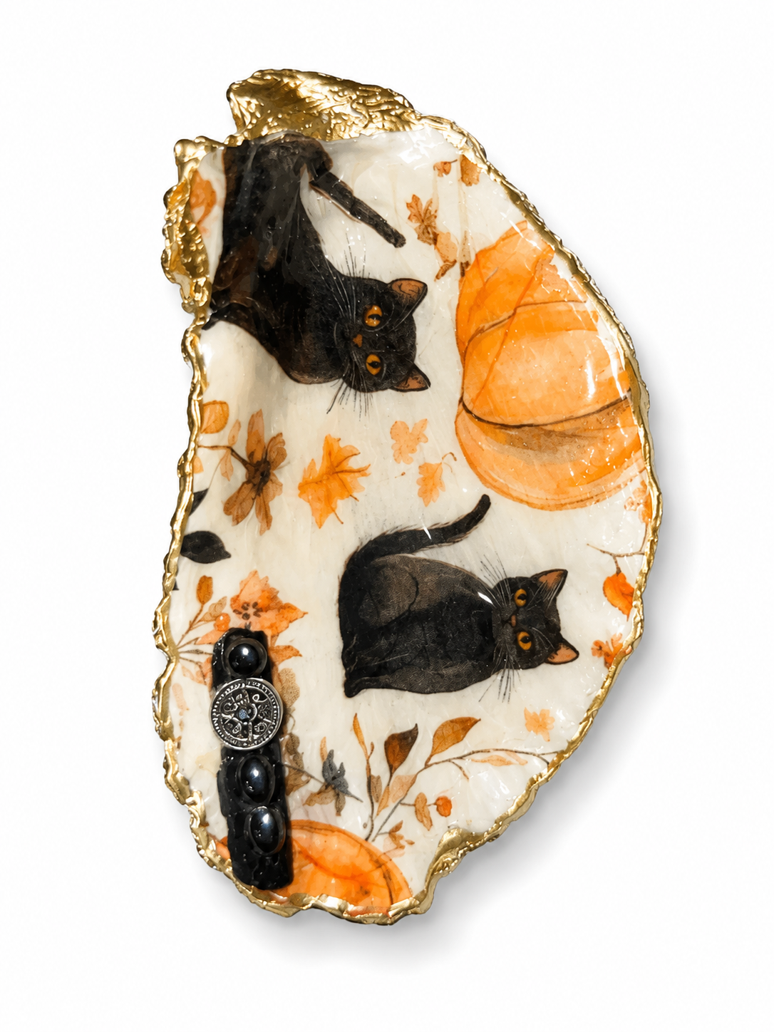 Handcrafted Crystal Dish with Black Tourmaline Attachment