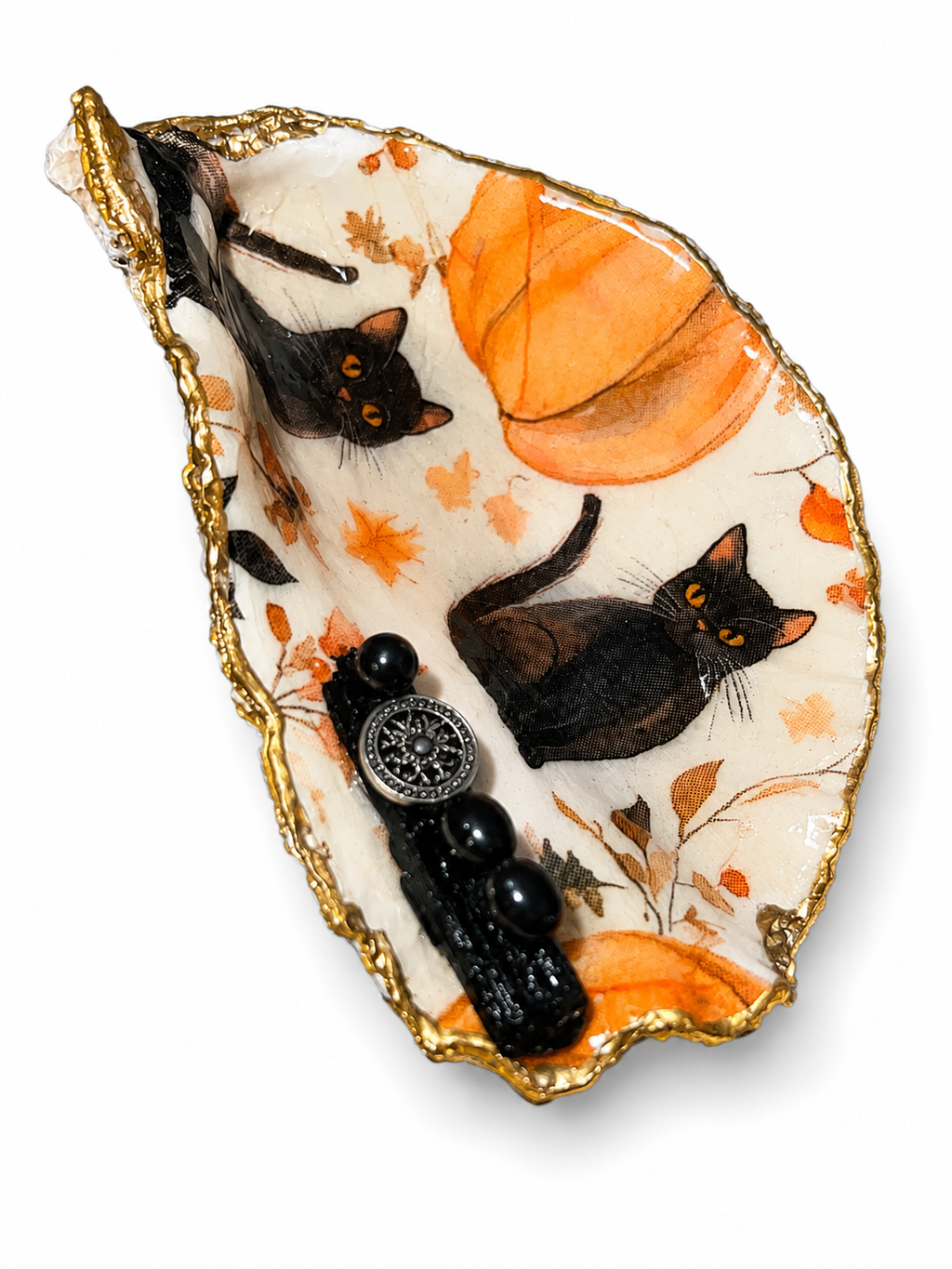 Handcrafted Crystal Dish with Black Tourmaline Attachment