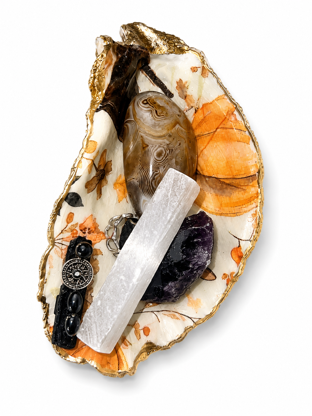 Handcrafted Crystal Dish with Black Tourmaline Attachment