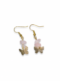 Handcrafted Rose Quartz Butterfly Hippie Earrings