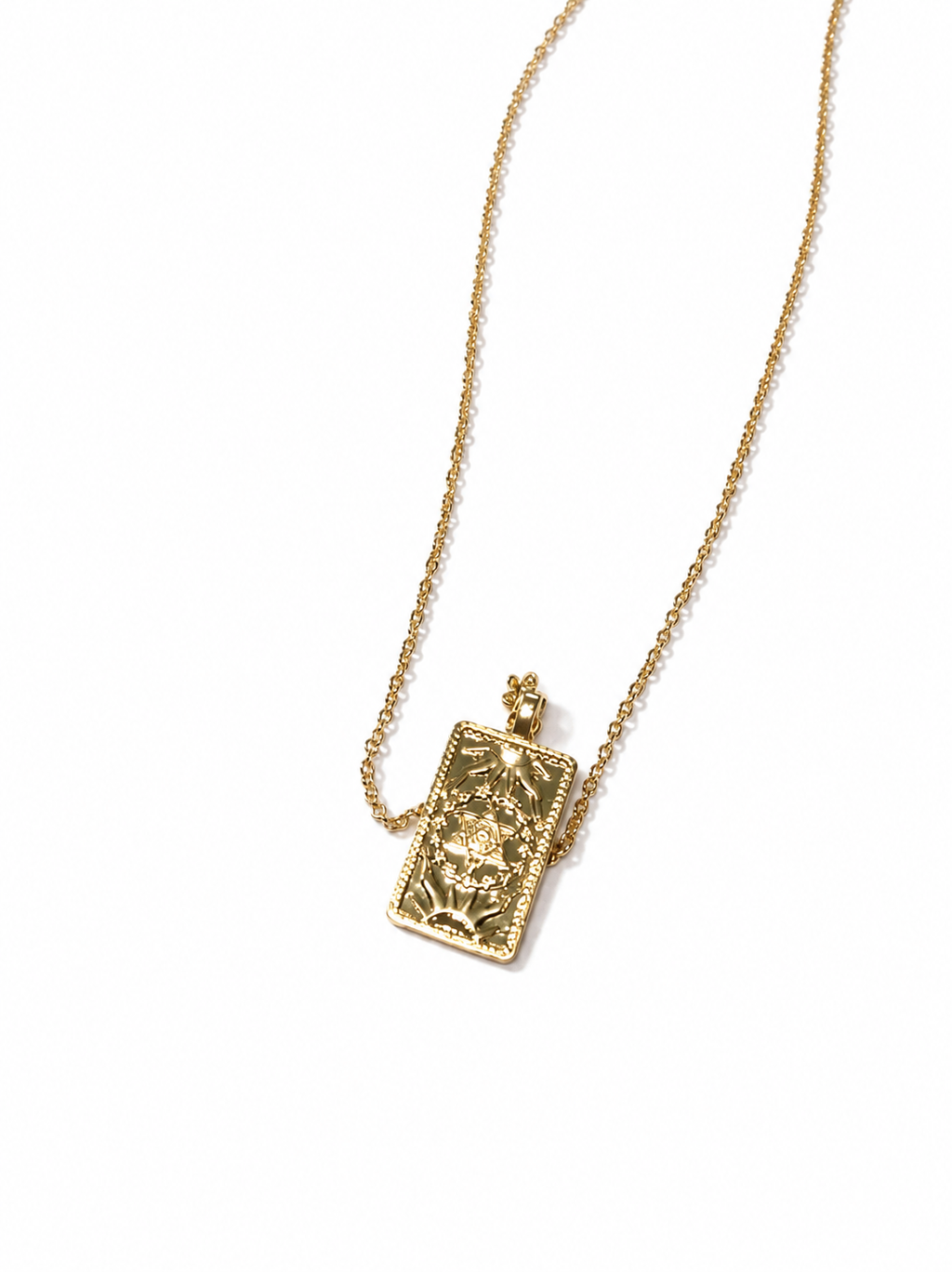 The Sun Tarot 18k Gold Plated Necklace with Star of David