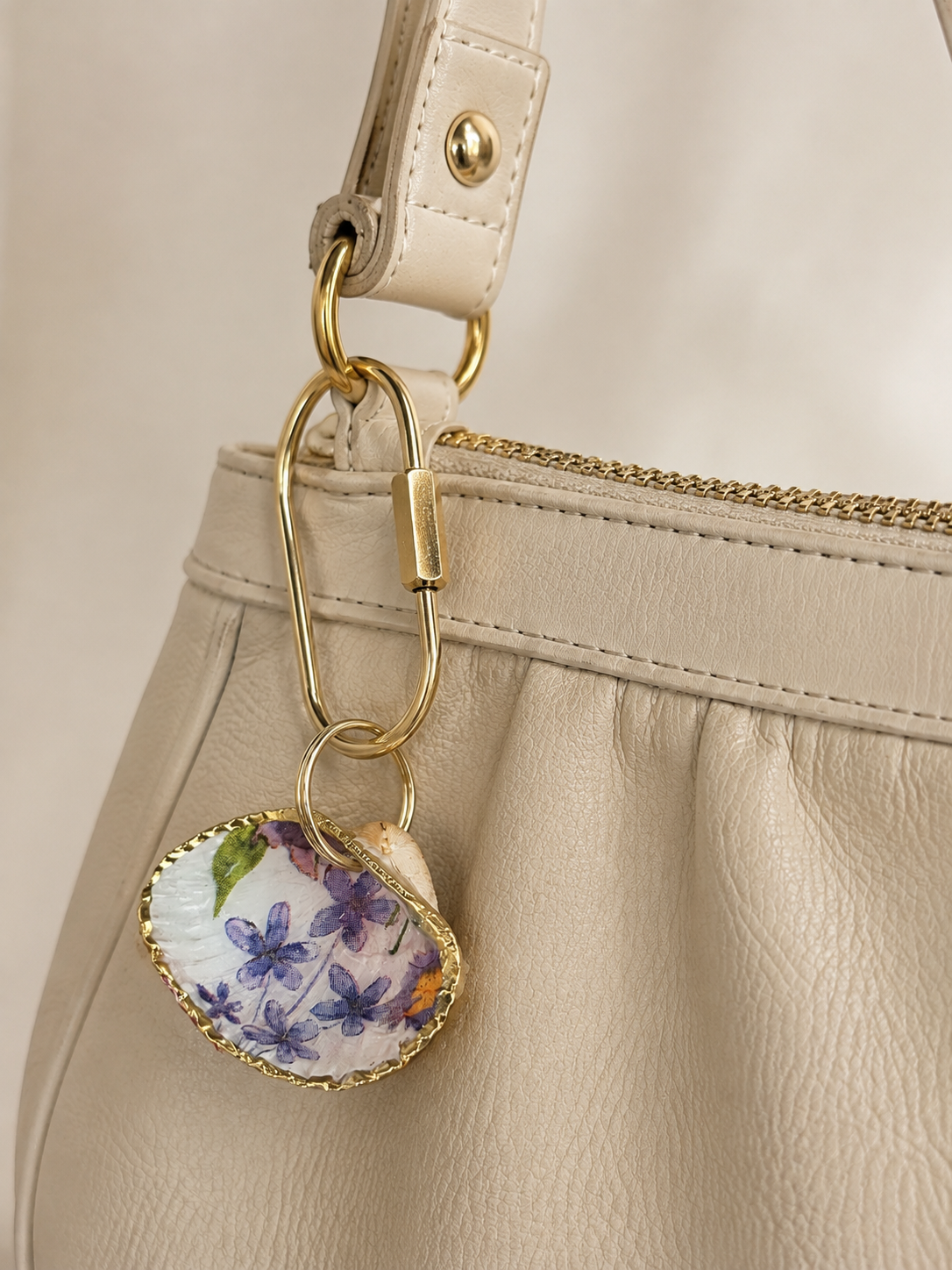 Handmade Lavender Flower Themed Purse Charm
