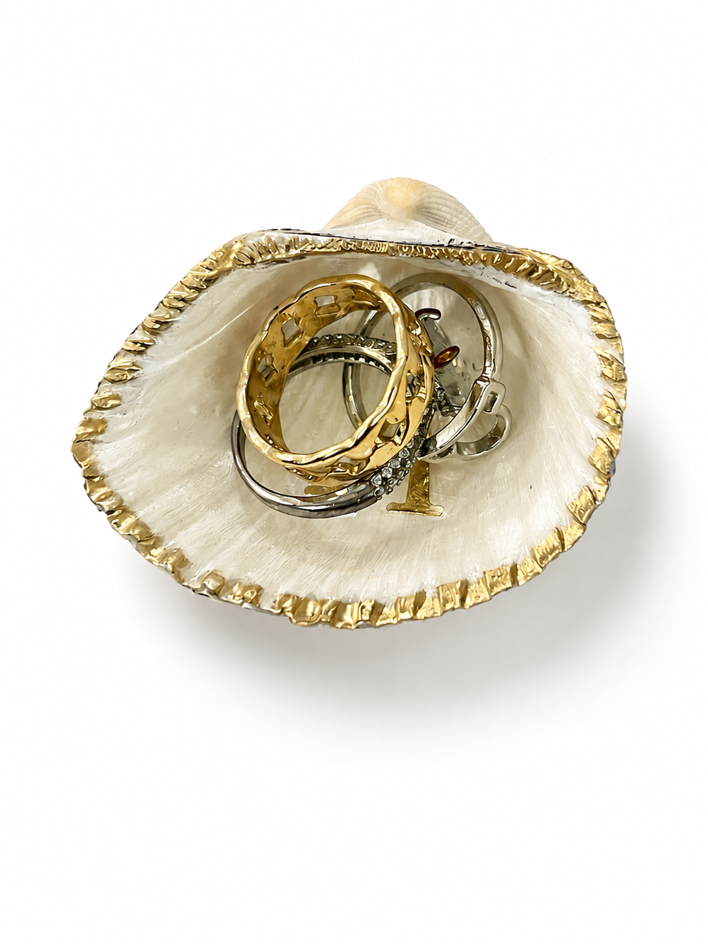 Mini Shell Ring Dish with “A” Initial