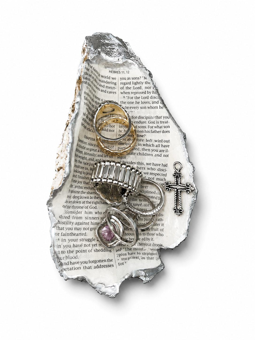 Handcrafted Oyster Bible Jewelry Trinket Dish