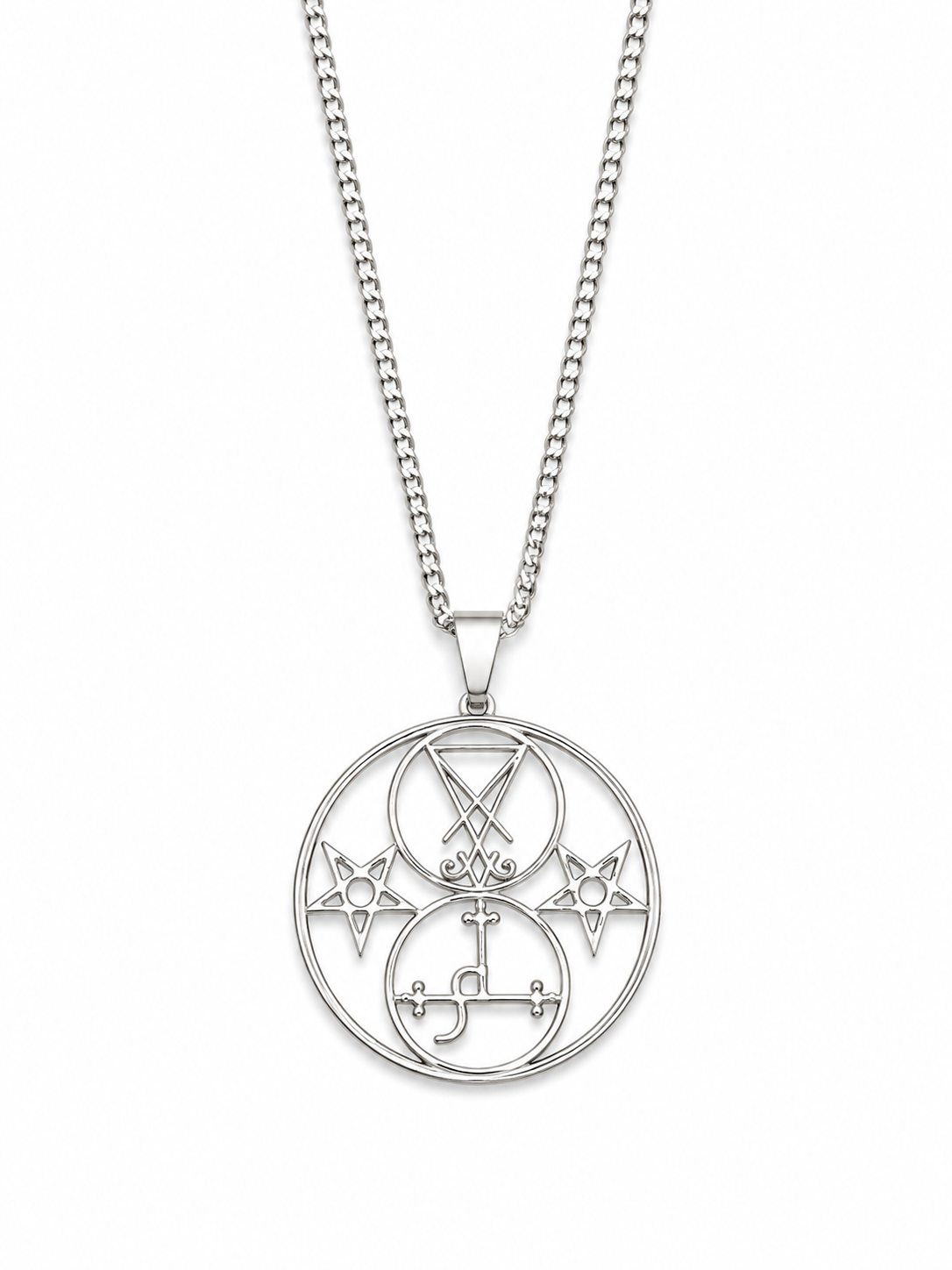Stainless Steel Church of Lucifer and Lilith Sigil Pendant Necklace