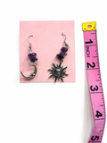 Handcrafted Sun and Moon Amethyst Dangle Earrings