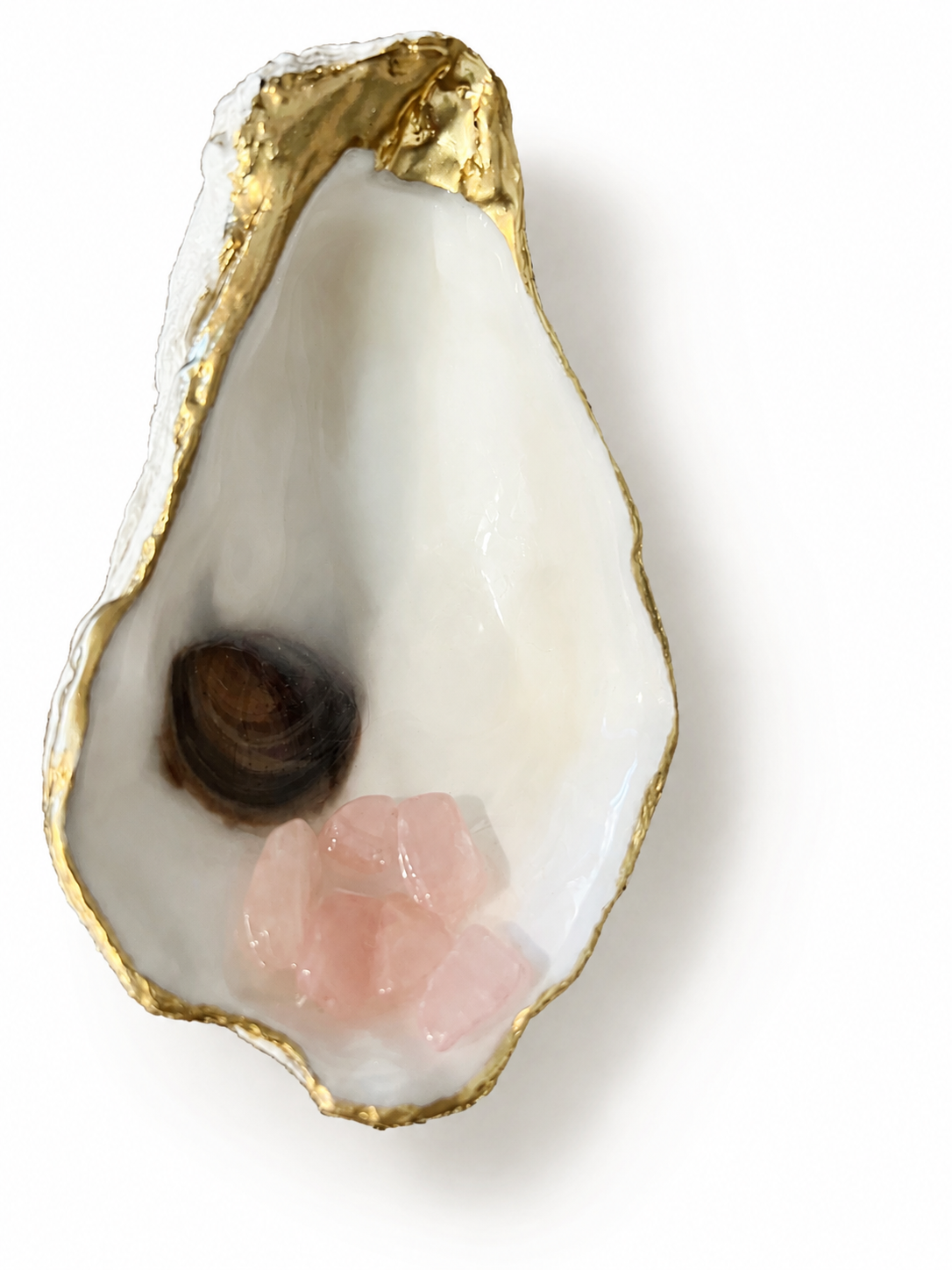 Handcrafted Rose Quartz Oyster Bracelet Crystal Dish