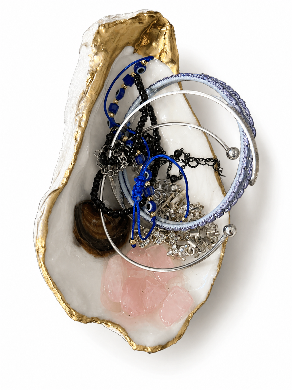 Handcrafted Rose Quartz Oyster Bracelet Crystal Dish