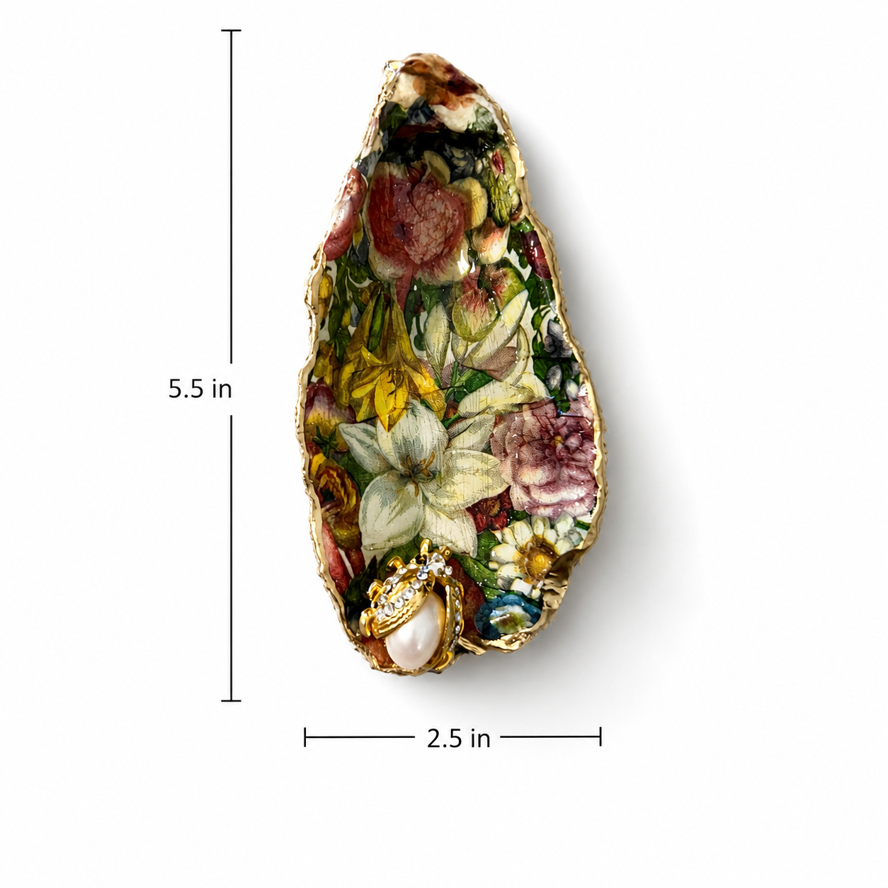 Handcrafted Floral Oyster Jewelry Ring Dish
