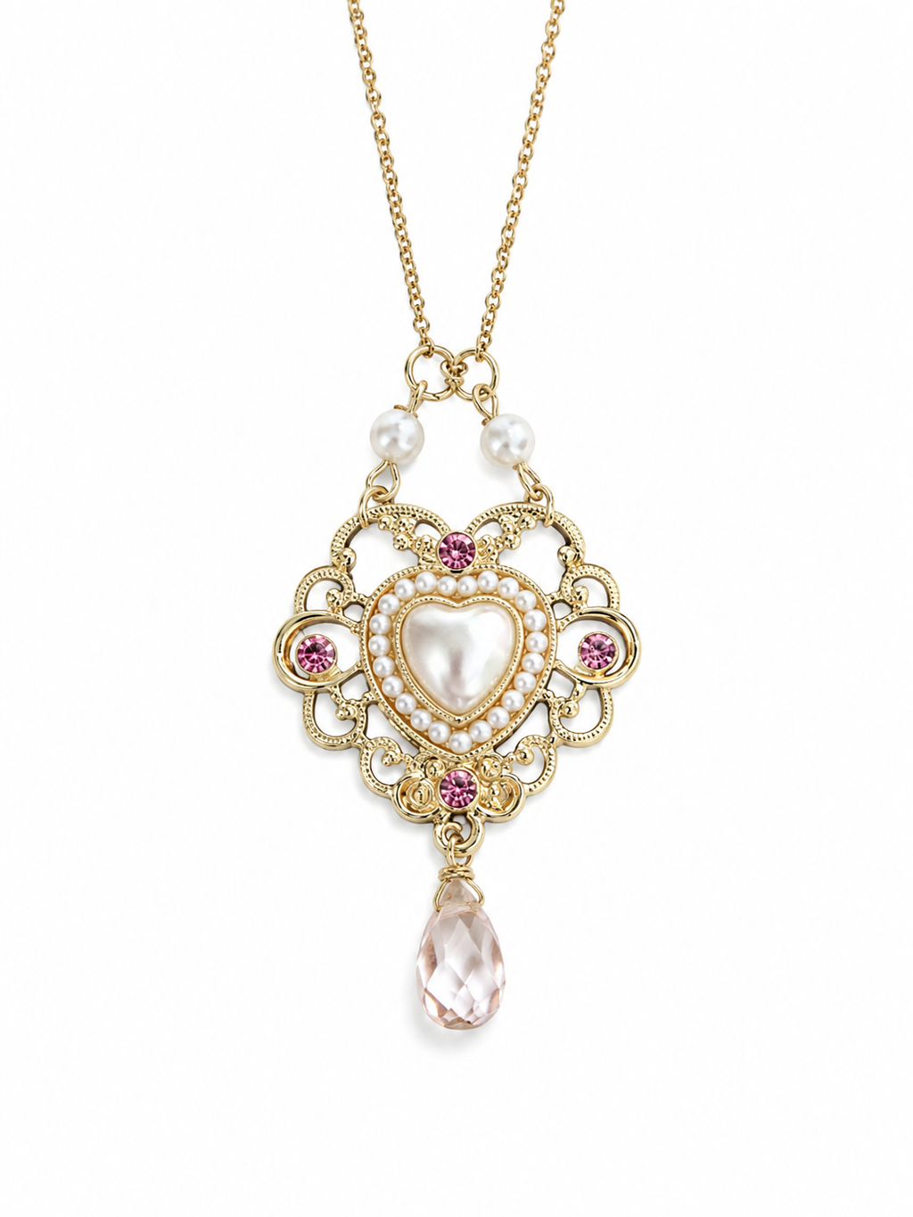 Vintage Style Heart Necklace on a 22” Chain