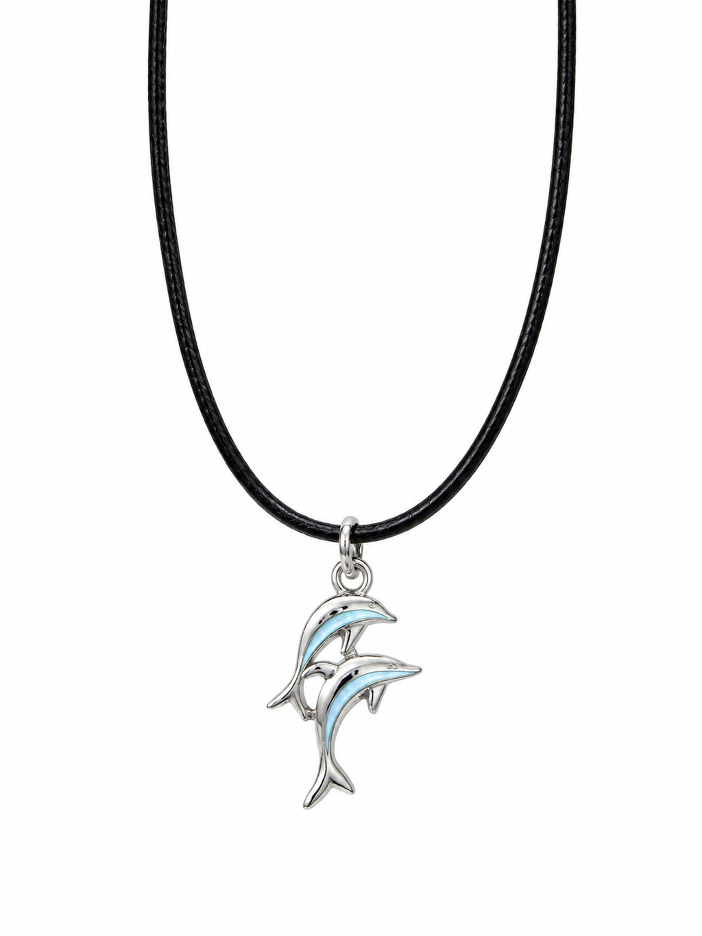 Handcrafted Dolphin Beach Necklace on a Black Cord