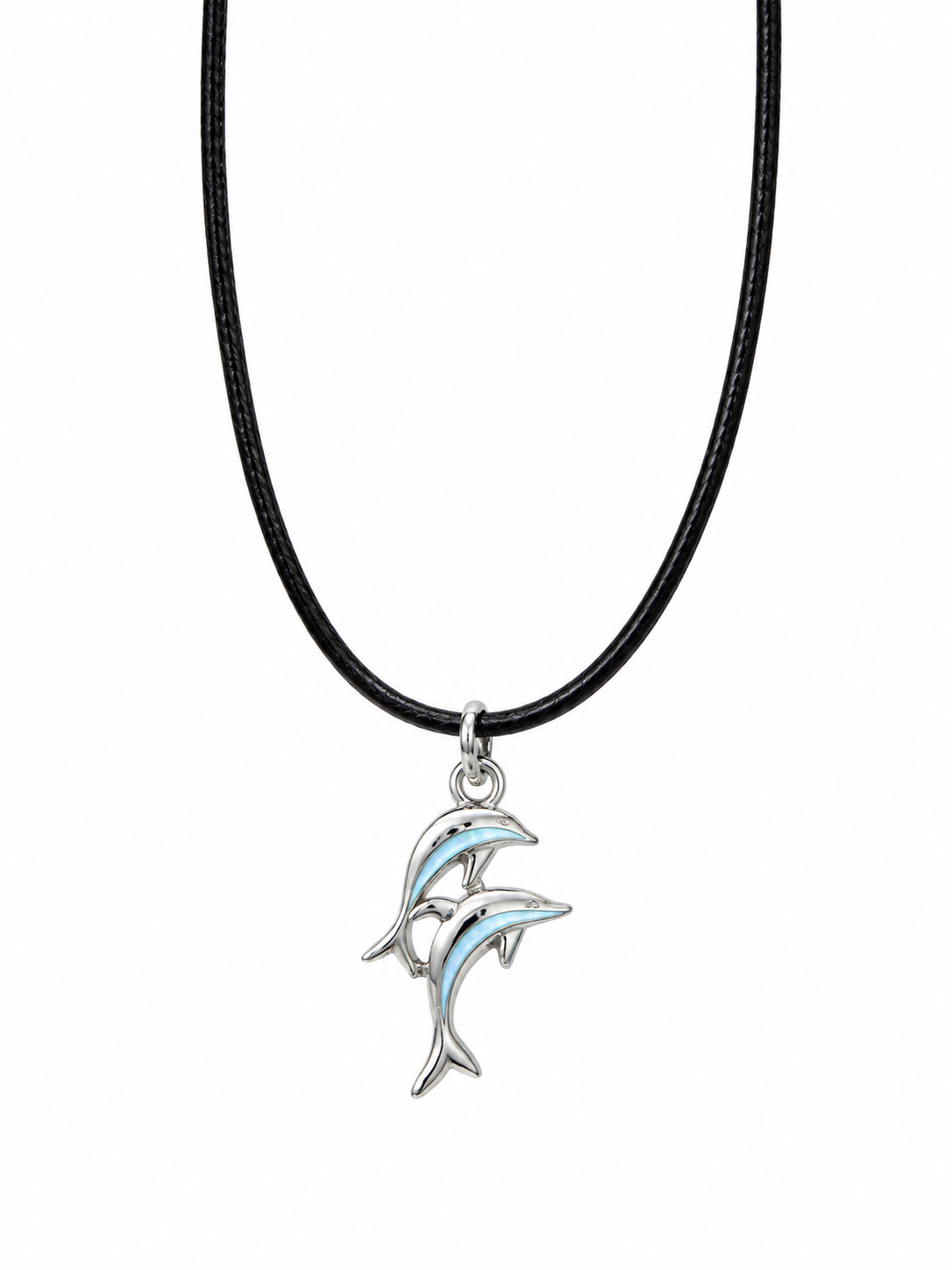 Handcrafted Dolphin Beach Necklace on a Black Cord