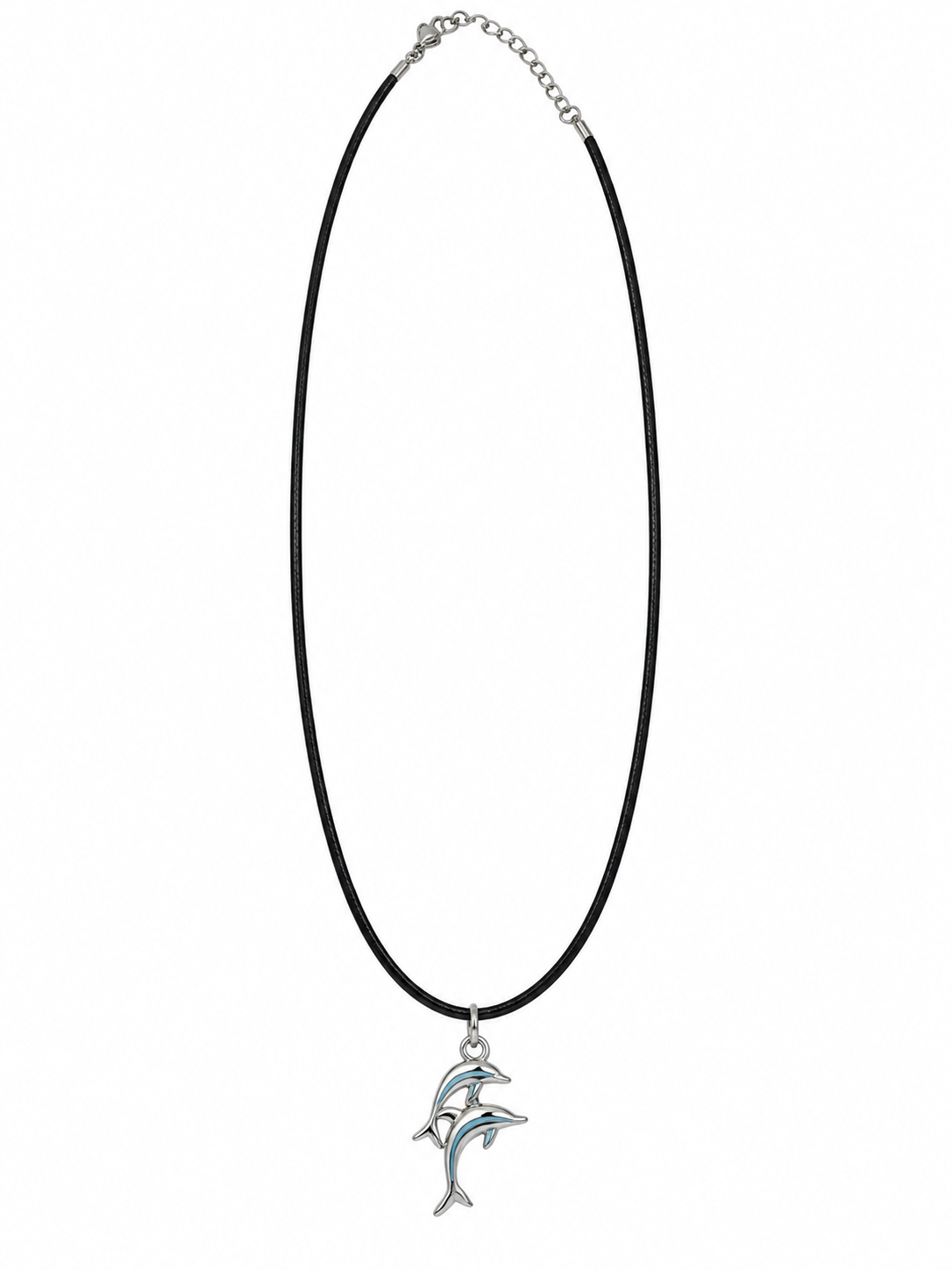 Handcrafted Dolphin Beach Necklace on a Black Cord