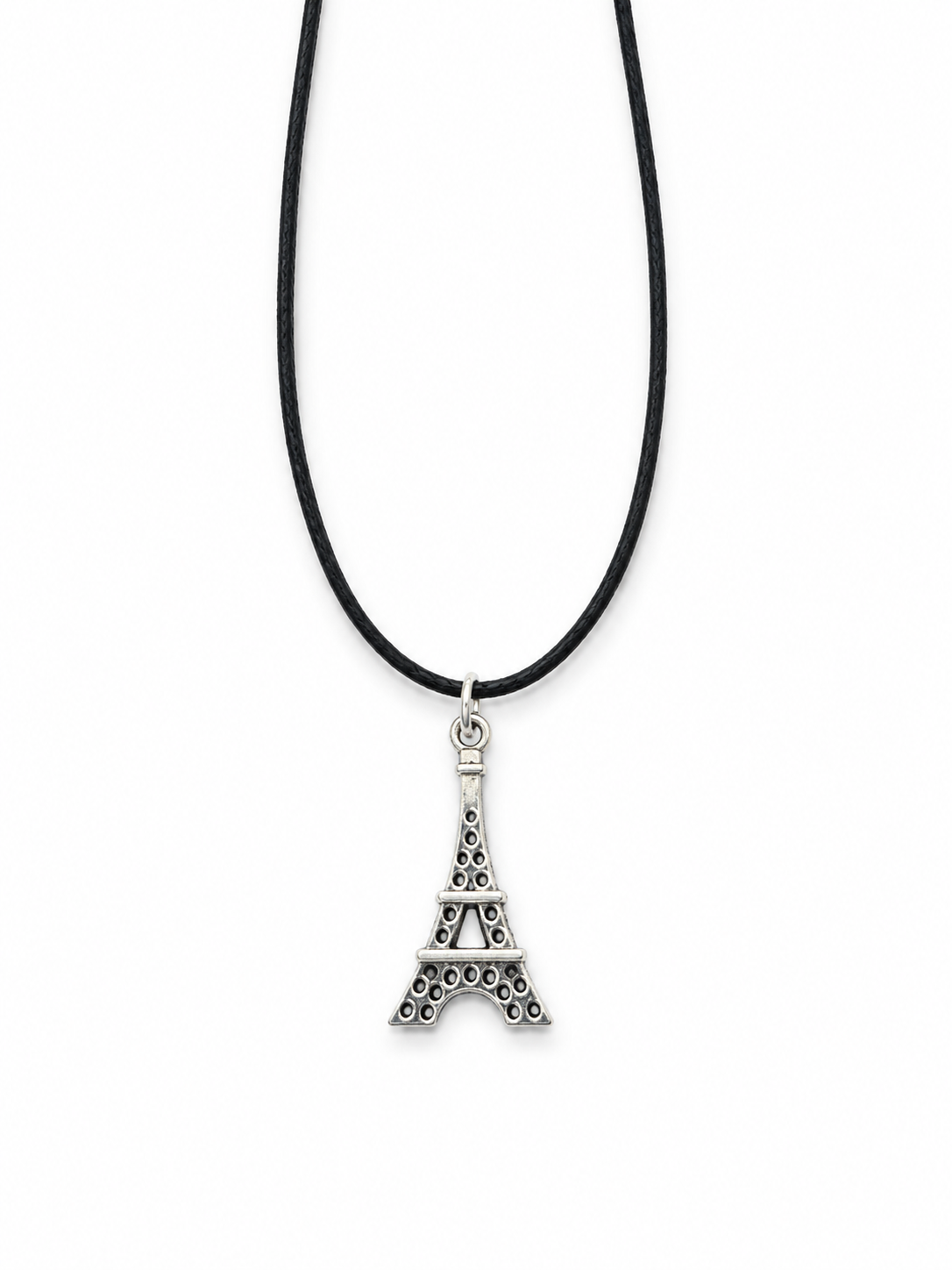 Handcrafted Paris Necklace on a Black Cord