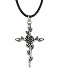 Handcrafted Cross with Rose Necklace