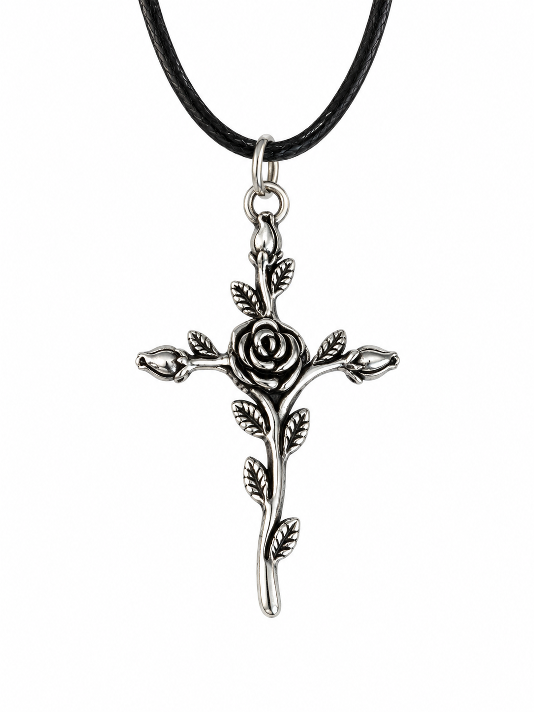 Handcrafted Cross with Rose Necklace